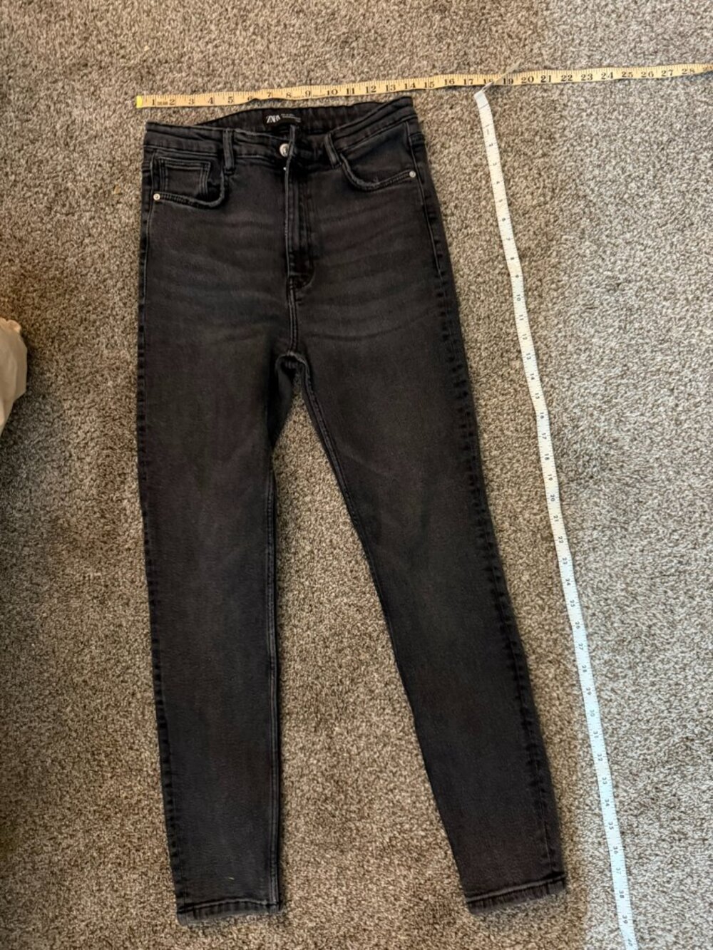 Zara Faded Black High Waisted Skinny Denim Jeans Womens Size 10
